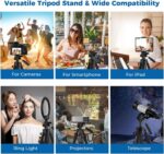 75" Heavy Duty Camera Tripod Stand with Bluetooth Remote - Max Load 15LB, Aluminum Travel Tripod for DSLR/Phone/Tablet/Projector, 3-Way Pan Head & Quick Release Plate, Compact Foldable Design (Blue) - Image 3