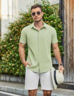 COOFANDY Mens Casual Shirts Short Sleeve Button Down Shirt Wrinkle Free Summer Shirt - Image 3