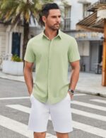 COOFANDY Mens Casual Shirts Short Sleeve Button Down Shirt Wrinkle Free Summer Shirt - Image 4