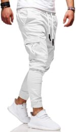 Men's Casual Pants - Cotton Chino Cargo Pants for Hiking and Outdoor Recreation, Drawstring Sweatpants in Twill Track Jogging - Image 3