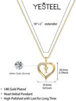 Heart Initial Necklace for Women, 14K Gold Plated Cubic Zirconia Heart Pendant Necklace, Dainty Initial Charm Necklace Letter A to Z Initial Jewelry for Women Girls - Image 6