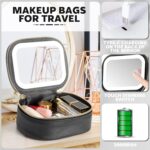 Small Makeup Bag Travel Train Case with Mirror and Light Mini Travel Make up for Women Train Case Cosmetic Organizer 3 Adjustable Brightness Toiletry Bag Portable Artist Storage - Image 4