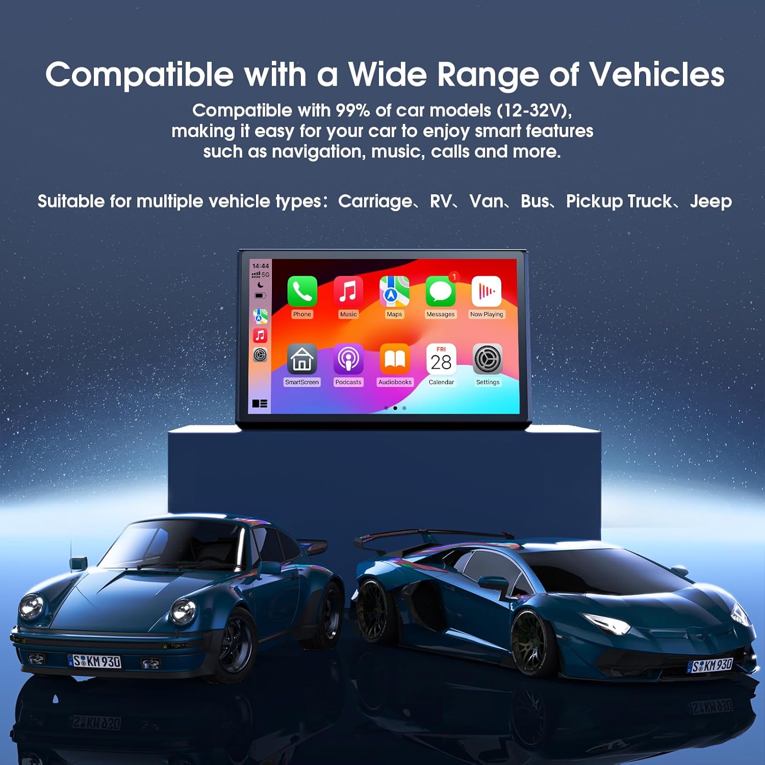 7" Wireless Apple Carplay Screen for Car & Android Auto, Portable Car Stereo with Magnetic Mount, Supports Landscape & Portrait, OTA/GPS/Mirror Link/Voice Control/Bluetooth/AUX/FM/WiFi - Image 9