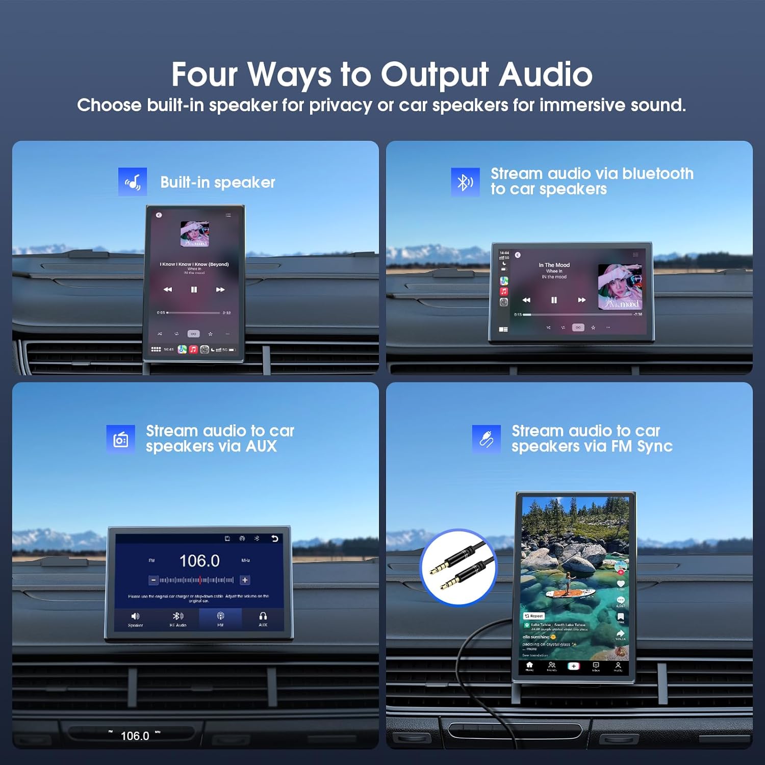 7" Wireless Apple Carplay Screen for Car & Android Auto, Portable Car Stereo with Magnetic Mount, Supports Landscape & Portrait, OTA/GPS/Mirror Link/Voice Control/Bluetooth/AUX/FM/WiFi - Image 10