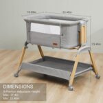 3 in 1 Baby Bassinet, Rocking Bassinets with Comfy Mattress and Wheels, Adjustable Height Bassinet Bedside Sleeper, Easy Folding Portable Crib for Newborn (Grey) - Image 8