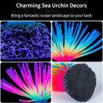 Uniclife Aquarium Imitative Rainbow and Iridescent Blue Sea Urchin Balls Artificial Silicone Ornament Set with Glowing Effect for Fish Tank Landscape Decoration - Image 5