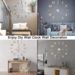 VREAONE Frameless DIY Wall Clock,Large Modern 3D Mirror Wall Clock Decor Sticker DIY Clock kit for Home Living Room Bedroom Office Wall Decorations(Gold) - Image 3