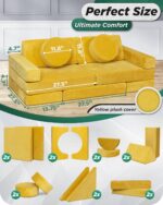 Lunix LX15 14pcs Modular Kids Play Couch, Child Sectional Sofa, Fortplay Bedroom and Playroom Furniture for Toddlers, Convertible Foam and Floor Cushion for Boys and Girls, Yellow - Image 3