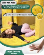 Lunix LX15 14pcs Modular Kids Play Couch, Child Sectional Sofa, Fortplay Bedroom and Playroom Furniture for Toddlers, Convertible Foam and Floor Cushion for Boys and Girls, Yellow - Image 6