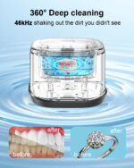 Jewelry Cleaner, 46kHz Professional Portable Ultrasonic Retainer Jewelry Cleaner for Dental Retainer, Mouth Guard, Watch, Ring, Jewelry Cleaner Machine - Household Use, Black - Image 4