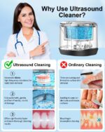 Jewelry Cleaner, 46kHz Professional Portable Ultrasonic Retainer Jewelry Cleaner for Dental Retainer, Mouth Guard, Watch, Ring, Jewelry Cleaner Machine - Household Use, Black - Image 7