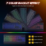 RisoPhy Wireless Gaming Keyboard and Mouse Combo, Metal Panel, 7 Color Backlits, Rechargeable 3200 mAh Battery, Wrist Rest, Sleep Mode, Light Up Keyboard + 7D 3200DPI Gaming Mice for PC Gamer - Image 5