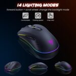 RisoPhy Wireless Gaming Keyboard and Mouse Combo, Metal Panel, 7 Color Backlits, Rechargeable 3200 mAh Battery, Wrist Rest, Sleep Mode, Light Up Keyboard + 7D 3200DPI Gaming Mice for PC Gamer - Image 6