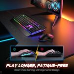 RisoPhy Wireless Gaming Keyboard and Mouse Combo, Metal Panel, 7 Color Backlits, Rechargeable 3200 mAh Battery, Wrist Rest, Sleep Mode, Light Up Keyboard + 7D 3200DPI Gaming Mice for PC Gamer - Image 7
