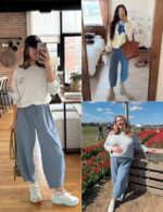 Xiaoxuemeng Womens Baggy Wide Leg Pants Casual Elastic Waisted Palazzo Harem Pants with Pockets - Image 4