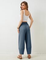 Xiaoxuemeng Womens Baggy Wide Leg Pants Casual Elastic Waisted Palazzo Harem Pants with Pockets - Image 10