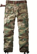 Men's Camo Cargo Work Pants Ripstop Lightweight Wild Army Military BDU Outdoor Trousers with 8 Pocktets (No Belt) - Image 3