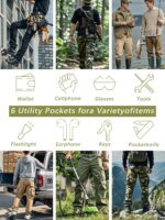 Men's Camo Cargo Work Pants Ripstop Lightweight Wild Army Military BDU Outdoor Trousers with 8 Pocktets (No Belt) - Image 8