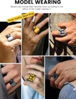 Cool Retro Skull Rings 316L Stainless Steel/18K Gold/Black Gothic Skull Band Rings Faith Jewelry for Men Women, Size7-14 with Gift Box - Image 3