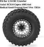 RC 2.2 Beadlock Tires Set 2.2" Wheels and Tires for 1/10 RC Crawler Axia1 SCX10 AMG 6X6 TRX4 Redcat Gen8 Gen7 Pro,Alloy 2.2 RC Rims Rubber Tires,Silver - Image 3