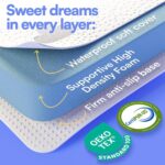 Mommy&Me Pack and Play Mattress Pad (38"x26"x1") with Soft Washable Breathable Cover, Waterproof, CertiPUR-US Certified Foam, Pack&Play Topper - Image 4