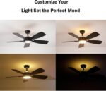 Roomratv Ceiling Fans with Lights,46 Inch,Remote Control,Night Light,Dimmable,Reversible,Noiseless,6 Speeds,Timer,Black Modern Ceiling Fan for Living Room,Bedroom,Kitchens,Kis room,Outdoor Patio - Image 3