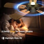 Roomratv Ceiling Fans with Lights,46 Inch,Remote Control,Night Light,Dimmable,Reversible,Noiseless,6 Speeds,Timer,Black Modern Ceiling Fan for Living Room,Bedroom,Kitchens,Kis room,Outdoor Patio - Image 4