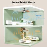 Roomratv Ceiling Fans with Lights,46 Inch,Remote Control,Night Light,Dimmable,Reversible,Noiseless,6 Speeds,Timer,Black Modern Ceiling Fan for Living Room,Bedroom,Kitchens,Kis room,Outdoor Patio - Image 7