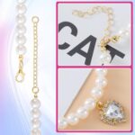 2pcs Cat Dog Pearl Collar, Small Heart Shape Rhinestone Pet Necklace, Adjustable Wedding Party Pet Jewelry Accessories for Puppy Small Cats- White & Pink - Image 7