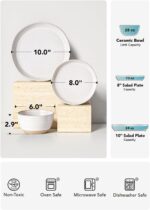 LE TAUCI Dinnerware Sets 12 PCS, Ceramic Plates and Bowls Set, For Housewarming (28 oz Cereal Bowl+ 8" Salad Dish+10" Dinner Plate) x 4, Oven safe, Arctic White - Image 5