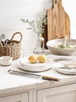 LE TAUCI Dinnerware Sets 12 PCS, Ceramic Plates and Bowls Set, For Housewarming (28 oz Cereal Bowl+ 8" Salad Dish+10" Dinner Plate) x 4, Oven safe, Arctic White - Image 9