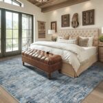 Area Rugs 8x10 Living Room Rugs: Large Modern Abstract Washable Rug with Non-Slip Backing, Thin Carpet for Dining Room Table Bedroom Nursery Indoor Home Office-Blue/Brown - Image 3