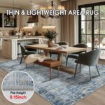 Area Rugs 8x10 Living Room Rugs: Large Modern Abstract Washable Rug with Non-Slip Backing, Thin Carpet for Dining Room Table Bedroom Nursery Indoor Home Office-Blue/Brown - Image 4
