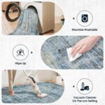 Area Rugs 8x10 Living Room Rugs: Large Modern Abstract Washable Rug with Non-Slip Backing, Thin Carpet for Dining Room Table Bedroom Nursery Indoor Home Office-Blue/Brown - Image 5