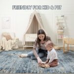 Area Rugs 8x10 Living Room Rugs: Large Modern Abstract Washable Rug with Non-Slip Backing, Thin Carpet for Dining Room Table Bedroom Nursery Indoor Home Office-Blue/Brown - Image 7