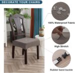 Genina Waterproof Seat Covers for Dining Room Chair Covers Set of 8, Stretch Jacquard Kitchen Parson Chair Slipcover Protector - Image 3