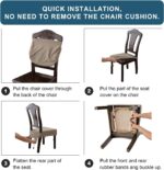 Genina Waterproof Seat Covers for Dining Room Chair Covers Set of 8, Stretch Jacquard Kitchen Parson Chair Slipcover Protector - Image 6