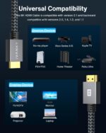 IVANKY 8K HDMI Cable 4ft, High Speed 48Gbps HDMI 2.1 Cable, [10K 8K@60Hz, 4K@120Hz, HDCP 2.3, HDR 10,eARC,HDR], Braided HDMI Cord Compatible for TV/Laptop/Monitor/PS5/Xbox/Projector, 4FT - Image 8