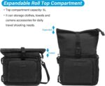 MOSISO Camera Crossbody Shoulder Messenger Bag, DSLR/SLR/Mirrorless Photography Canvas Camera Case with Expandable Roll Top Compartment Compatible with Canon/Nikon/Sony Camera and Lens, Black - Image 4