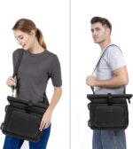 MOSISO Camera Crossbody Shoulder Messenger Bag, DSLR/SLR/Mirrorless Photography Canvas Camera Case with Expandable Roll Top Compartment Compatible with Canon/Nikon/Sony Camera and Lens, Black - Image 7