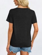Womens Short Sleeve T Shirts V Neck Tops Summer Trendy Comfy Casual Basic Tee Shirt - Image 6