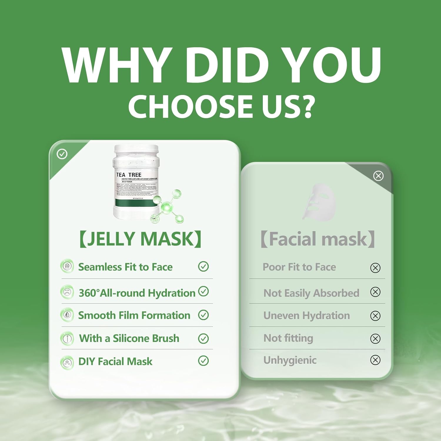 Jelly Mask for Facials, Hydrating & Moisturizing Peel-Off Rubber Gel Face Mask Skin Care for Deep Hydration & Glow, 23 Fl Oz Jar Professional Spa Use for All Skin Types with Tea Tree Essence - Image 4