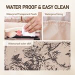 Large Capacity Cosmetic Bag for Women, Waterproof PU Leather Makeup Bag for Travel,Toiletry Bag Make up Organizer with Divider and Handle (Lighting Coffee) - Image 5