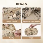 Large Capacity Cosmetic Bag for Women, Waterproof PU Leather Makeup Bag for Travel,Toiletry Bag Make up Organizer with Divider and Handle (Lighting Coffee) - Image 7