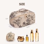 Large Capacity Cosmetic Bag for Women, Waterproof PU Leather Makeup Bag for Travel,Toiletry Bag Make up Organizer with Divider and Handle (Lighting Coffee) - Image 8