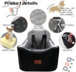 Dog Car Seats-Memory Sponge and Velvet Pet Booster Car Seat,Safety and Comfy,Ride Height 6" Elevated Enough to See Out The Window,Both Front and Back Seats Apply,Esay to Install and Clean.(H-Black) - Image 5