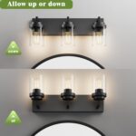 Espird Bathroom Vanity Light, 3 Light Matte Black Vanity Lights with Clear Glass Shade, 22in Modern Wall Sconces, Bathroom Lighting Fixtures Over Mirror for Living Room - Image 6
