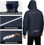 APEXUP Packable Rain Jacket Men with Reflective Zipper, Lightweight Waterproof Raincoat, Mens Rain Jacket for Outdoor Sports - Image 3