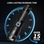 Rechargeable LED Flashlights High Lumens, 90,000 Lumens Super Bright Flashlights with 5 Modes, Waterproof Powerful Flash Light Multifunctional Flashlights for Home Camping Hiking(2 Pack) - Image 5