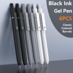Gel Pens, 6 Pcs 0.5mm Fine Point Black Ink Pen With Smooth Writing, Office Desk Accessories, School Supplies Gifts for Men Women, Quick Dry Pens For Journaling, Black/Gray/White - Image 3